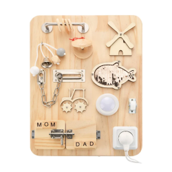 Дървена монтесори дъска с активности Busy Board 