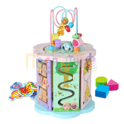 Дървен занимателен хексагон -  8 в 1