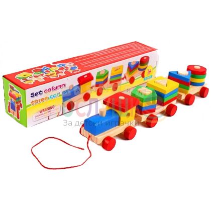 Образователно дървено влакче с формички 