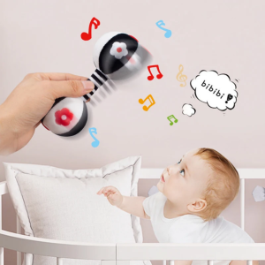 Комплект от 2 броя черно-бели бебешки дрънкалки