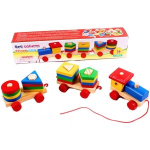 Образователно дървено влакче с формички 